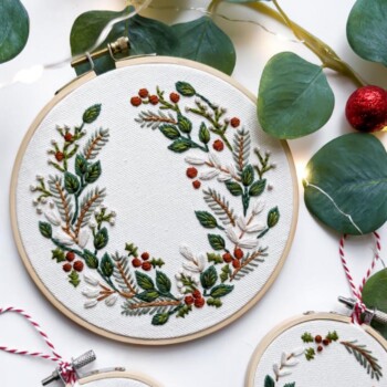 Kit de broderie DIY – Couronne d’hiver