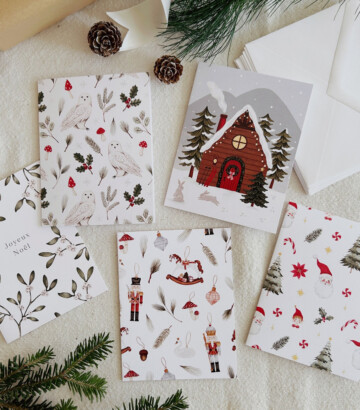 Ensemble de 5 cartes de Noël au choix